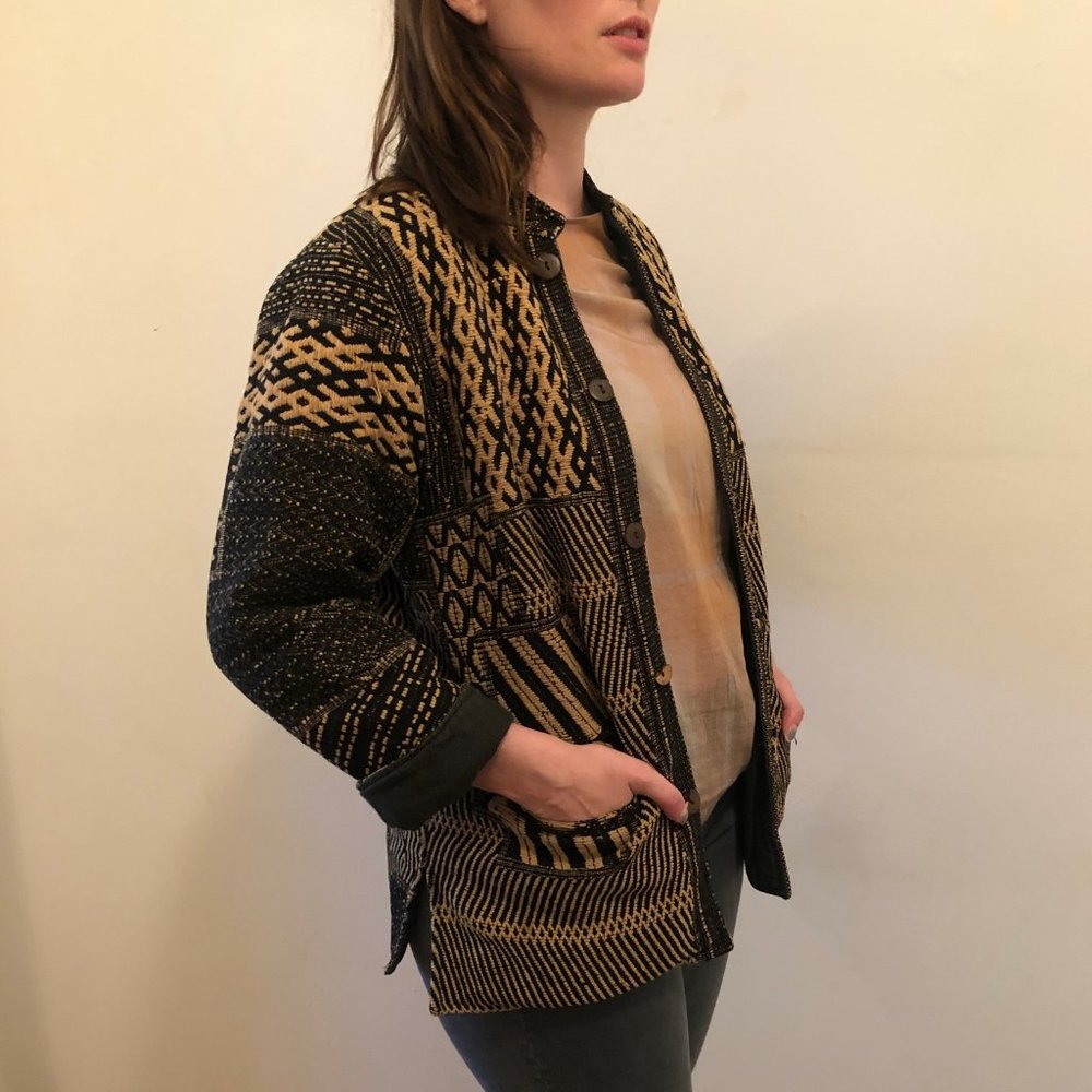 Vintage Patterned/ Black Reversible Jacket - image 3